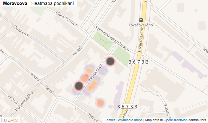 Mapa Moravcova - Firmy v ulici.
