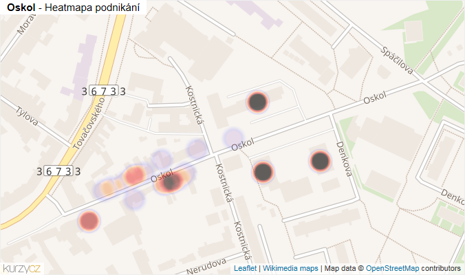 Mapa Oskol - Firmy v ulici.