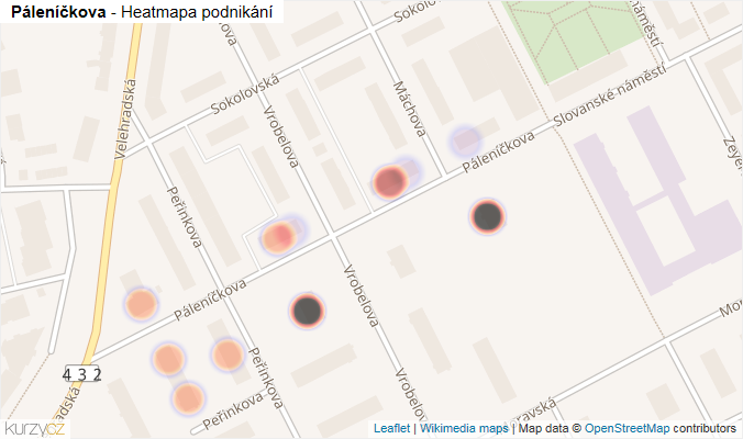 Mapa Páleníčkova - Firmy v ulici.