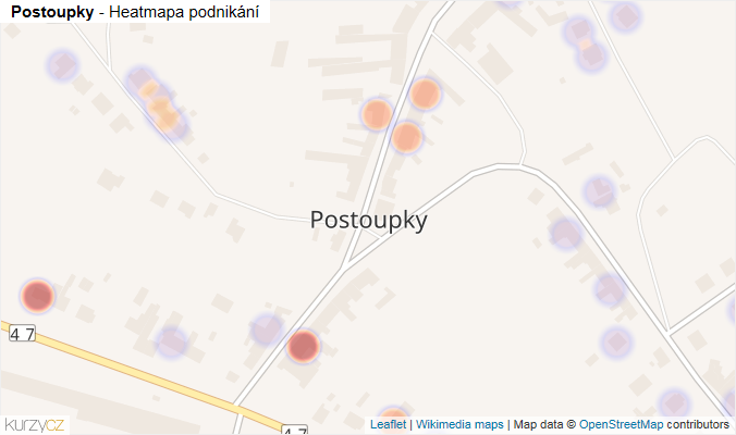 Mapa Postoupky - Firmy v části obce.