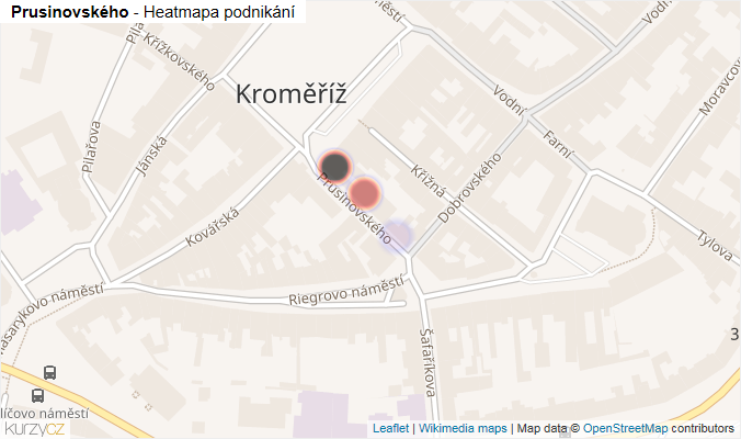 Mapa Prusinovského - Firmy v ulici.