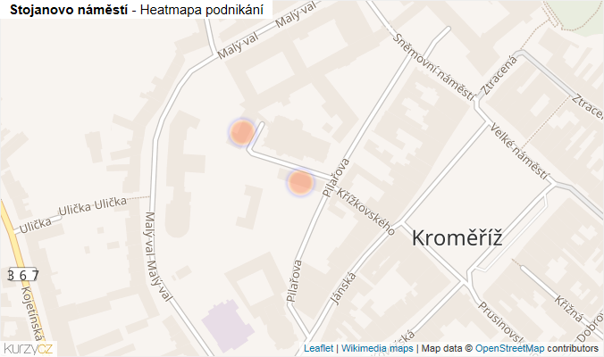 Mapa Stojanovo náměstí - Firmy v ulici.