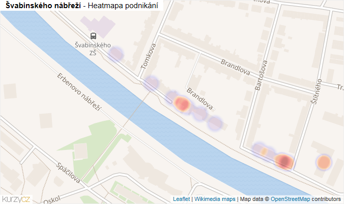 Mapa Švabinského nábřeží - Firmy v ulici.