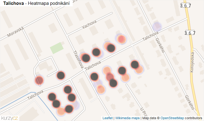 Mapa Talichova - Firmy v ulici.