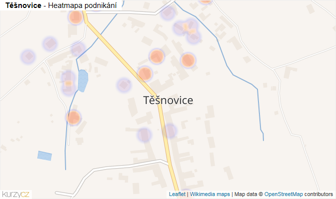 Mapa Těšnovice - Firmy v části obce.