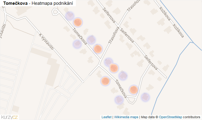 Mapa Tomečkova - Firmy v ulici.