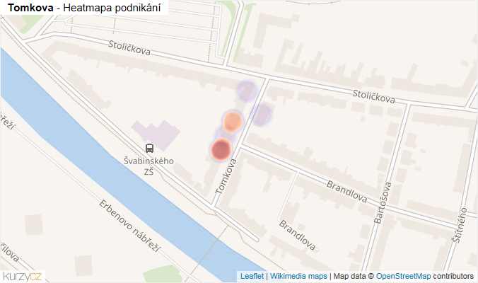 Mapa Tomkova - Firmy v ulici.