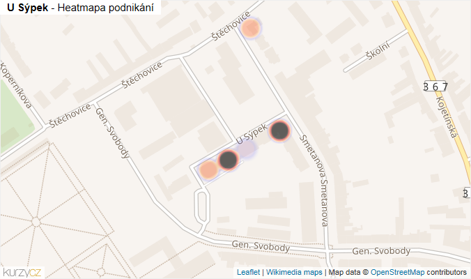 Mapa U Sýpek - Firmy v ulici.