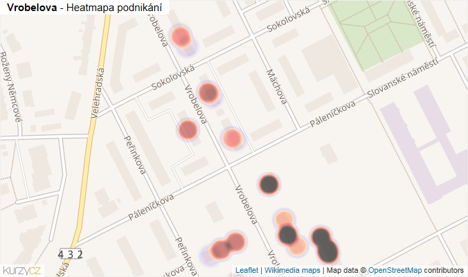 Mapa Vrobelova - Firmy v ulici.