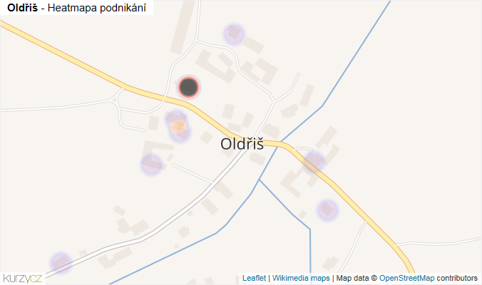 Mapa Oldřiš - Firmy v části obce.