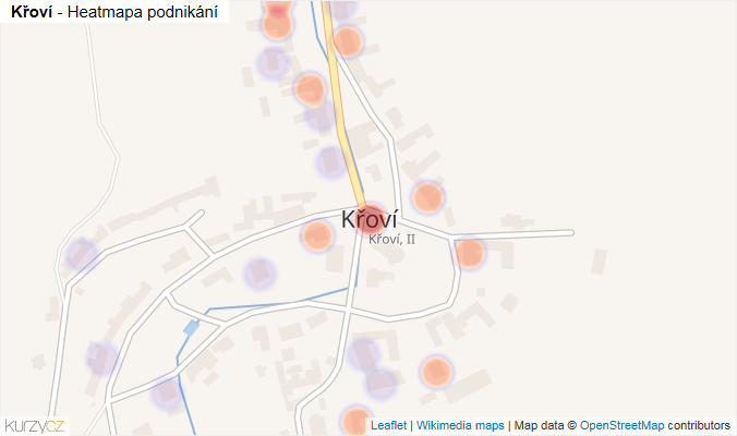 Mapa Křoví - Firmy v části obce.