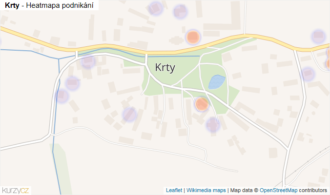 Mapa Krty - Firmy v části obce.
