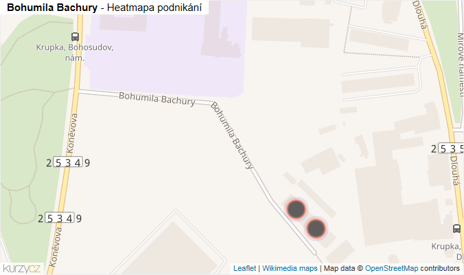 Mapa Bohumila Bachury - Firmy v ulici.