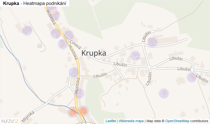 Mapa Krupka - Firmy v části obce.
