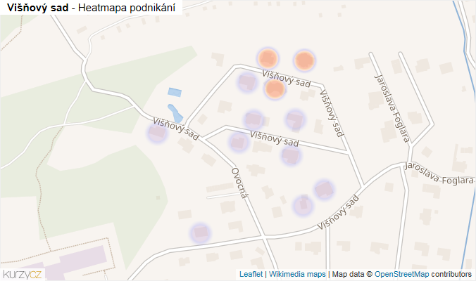 Mapa Višňový sad - Firmy v ulici.