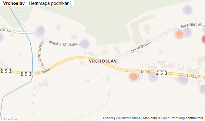 Mapa Vrchoslav - Firmy v části obce.