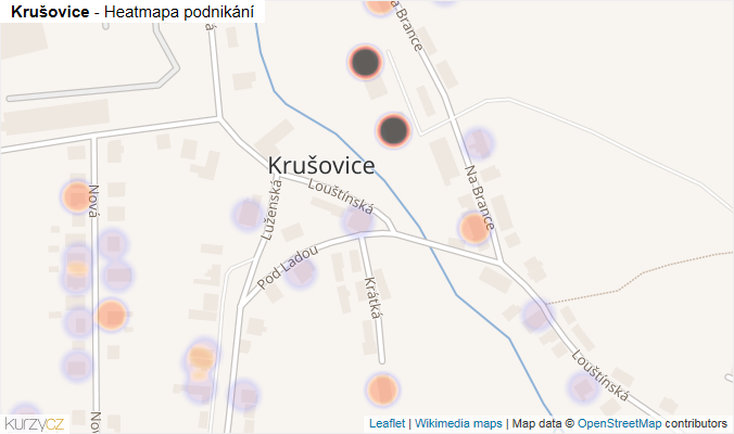 Mapa Krušovice - Firmy v části obce.
