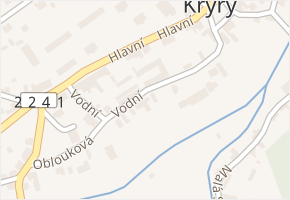 Vodní v obci Kryry - mapa ulice