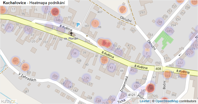 Kuchařovice - mapa podnikání