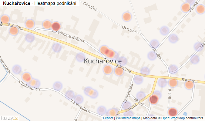 Mapa Kuchařovice - Firmy v části obce.