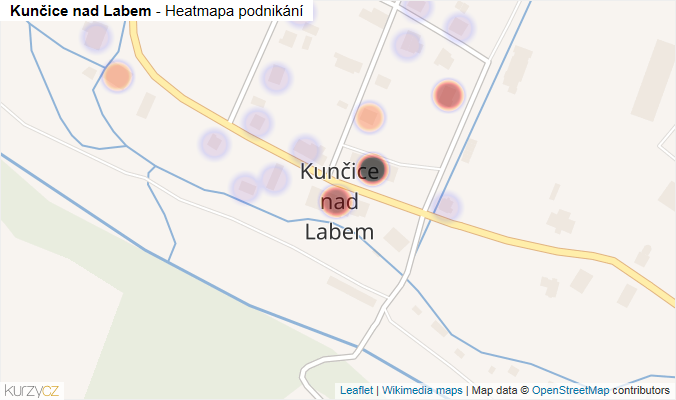 Mapa Kunčice nad Labem - Firmy v části obce.