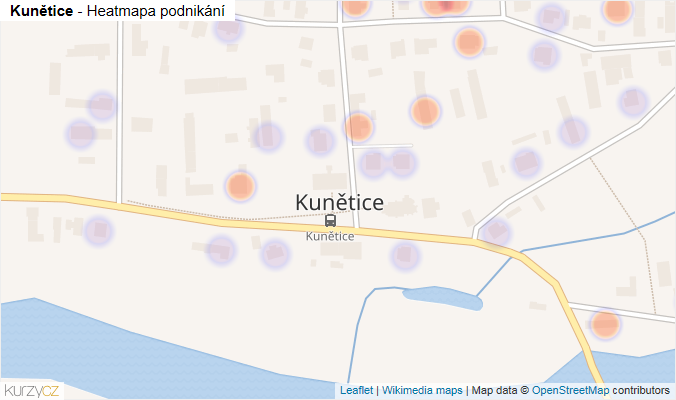 Mapa Kunětice - Firmy v části obce.
