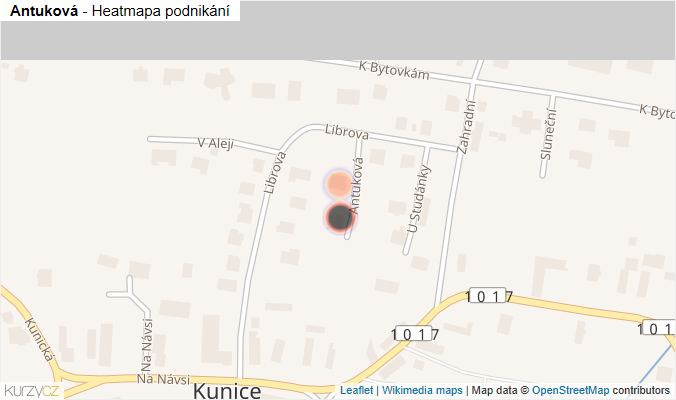 Mapa Antuková - Firmy v ulici.