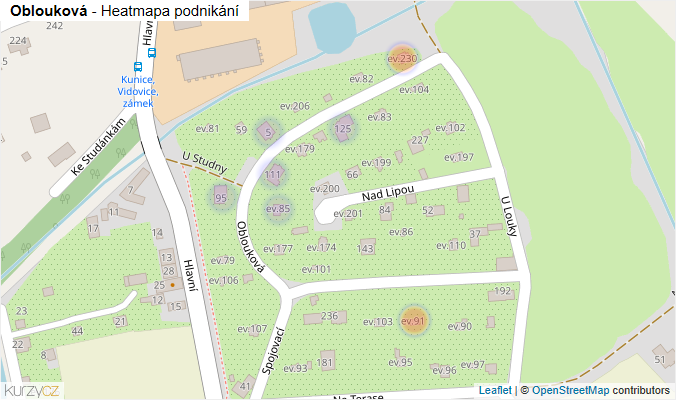 Mapa Oblouková - Firmy v ulici.