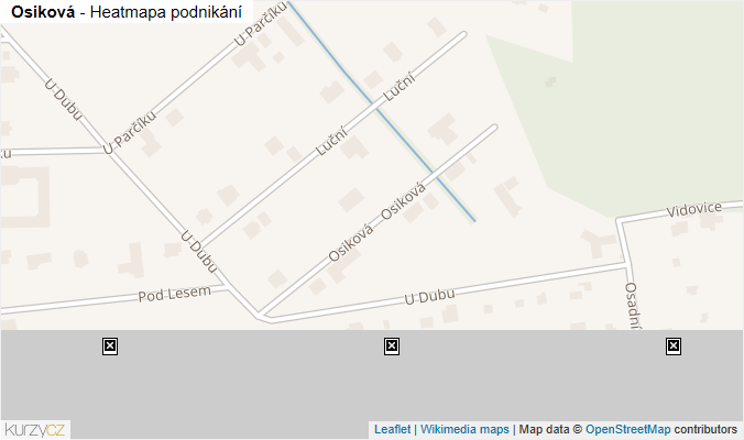 Mapa Osiková - Firmy v ulici.
