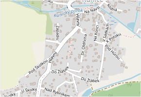 V Uličce v obci Kunice - mapa ulice