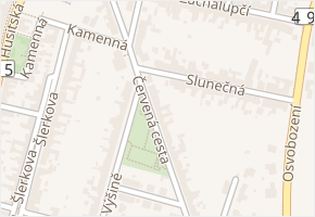 Červená cesta v obci Kunovice - mapa ulice
