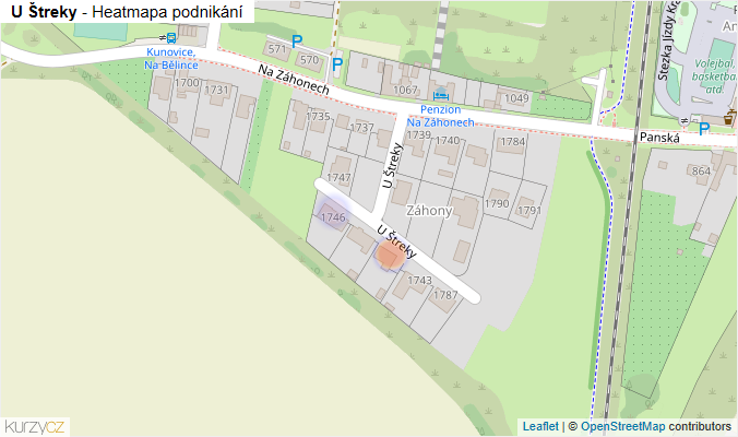 Mapa U Štreky - Firmy v ulici.