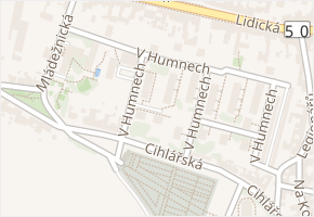 V Humnech v obci Kunovice - mapa ulice