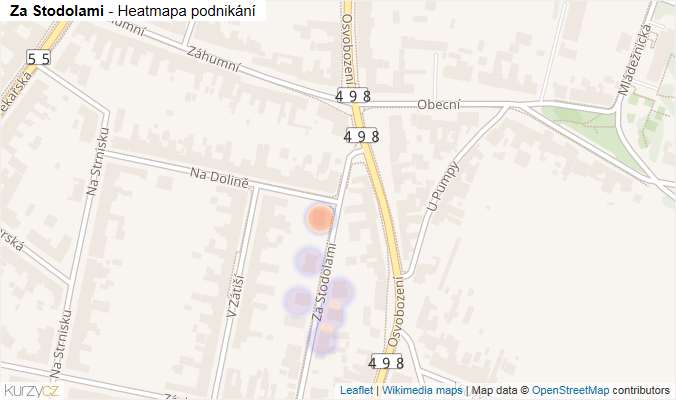 Mapa Za Stodolami - Firmy v ulici.