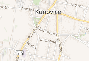 Záhumní v obci Kunovice - mapa ulice