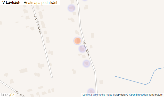 Mapa V Lávkách - Firmy v ulici.