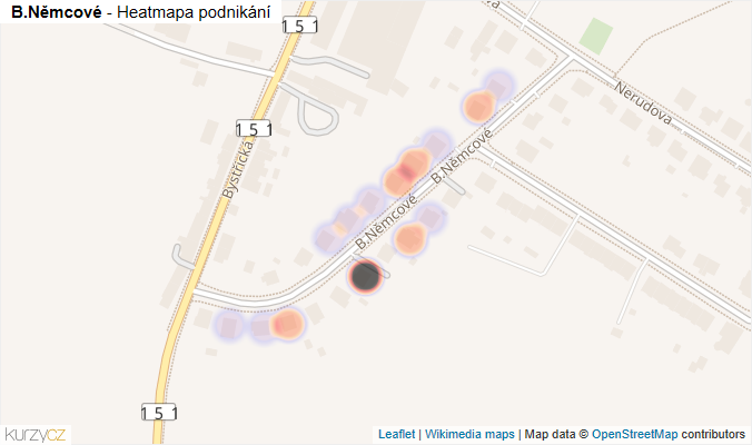Mapa B.Němcové - Firmy v ulici.