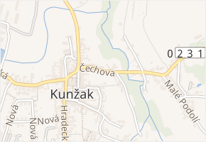 Čechova v obci Kunžak - mapa ulice