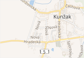 Nová v obci Kunžak - mapa ulice