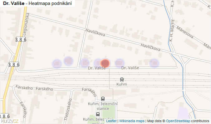 Mapa Dr. Vališe - Firmy v ulici.
