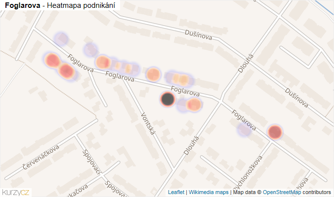 Mapa Foglarova - Firmy v ulici.