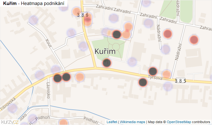 Mapa Kuřim - Firmy v části obce.