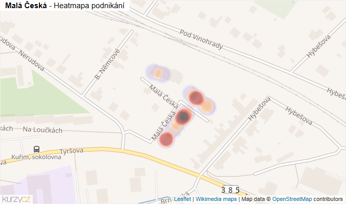 Mapa Malá Česká - Firmy v ulici.