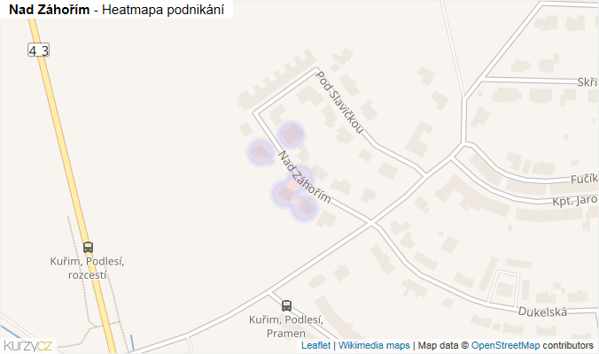 Mapa Nad Záhořím - Firmy v ulici.