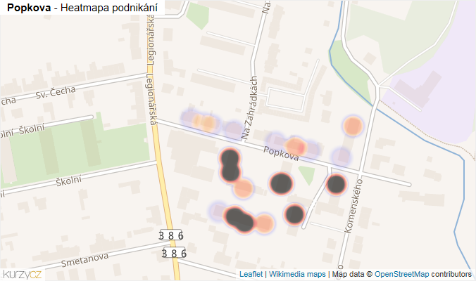 Mapa Popkova - Firmy v ulici.