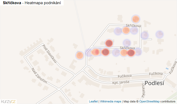 Mapa Skřičkova - Firmy v ulici.