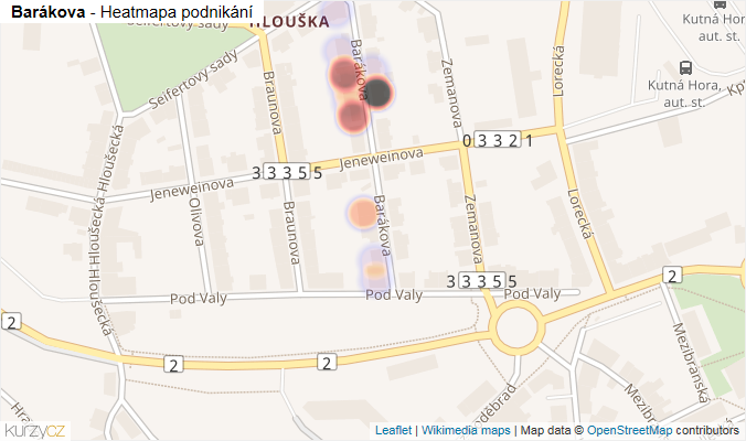 Mapa Barákova - Firmy v ulici.