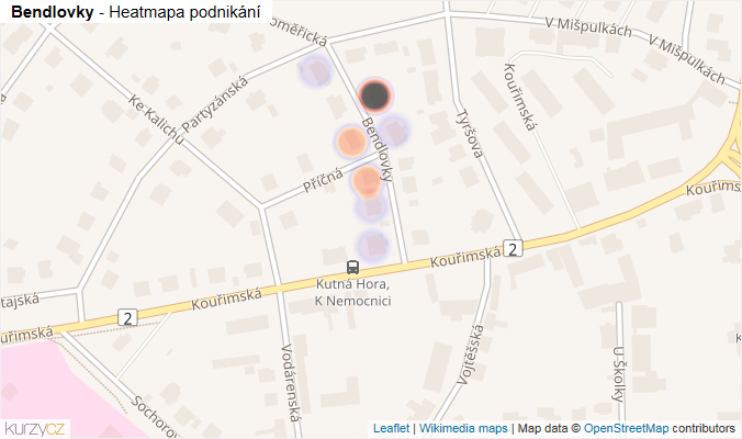 Mapa Bendlovky - Firmy v ulici.