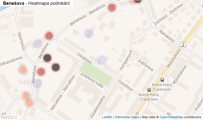 Mapa Benešova - Firmy v ulici.