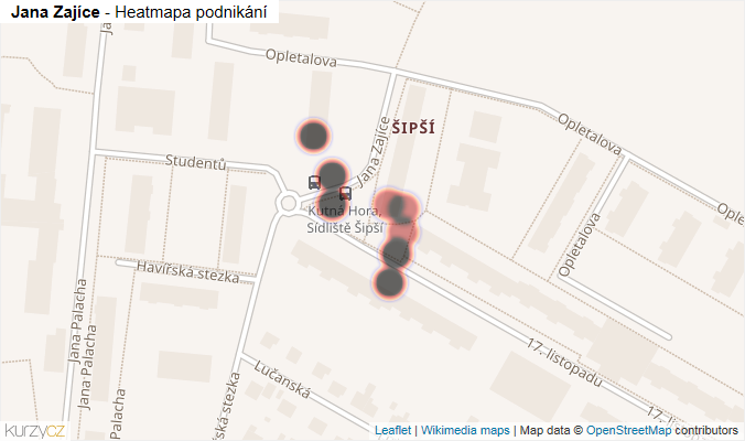 Mapa Jana Zajíce - Firmy v ulici.